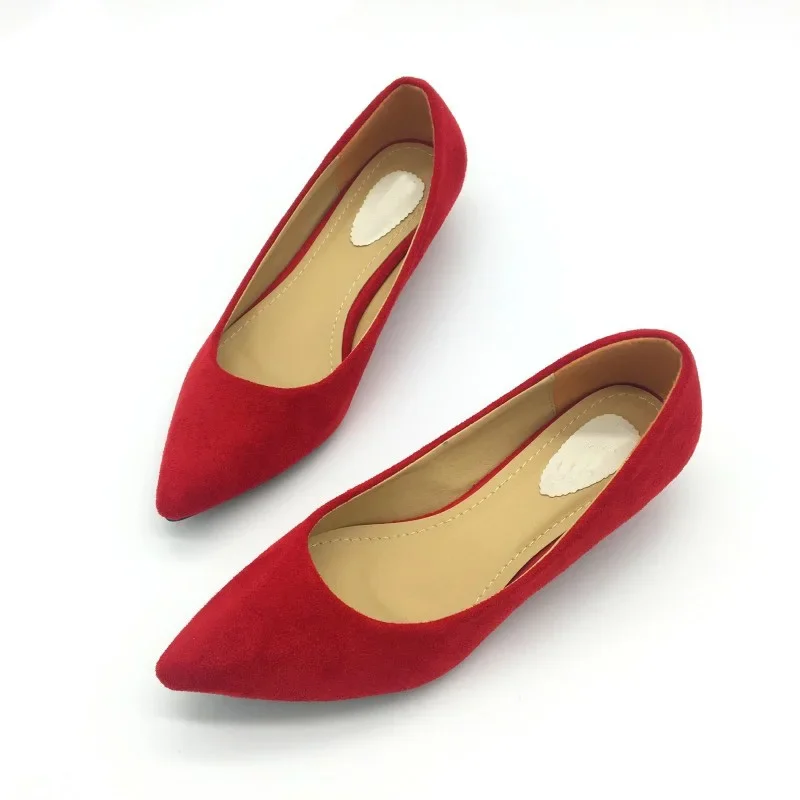 CEYANEAO Sexy Women Low Heel Pumps Spring Autumn Flock Plain Shallow Slip On Female Pumps Shoes Ladies Casual Single Shoes