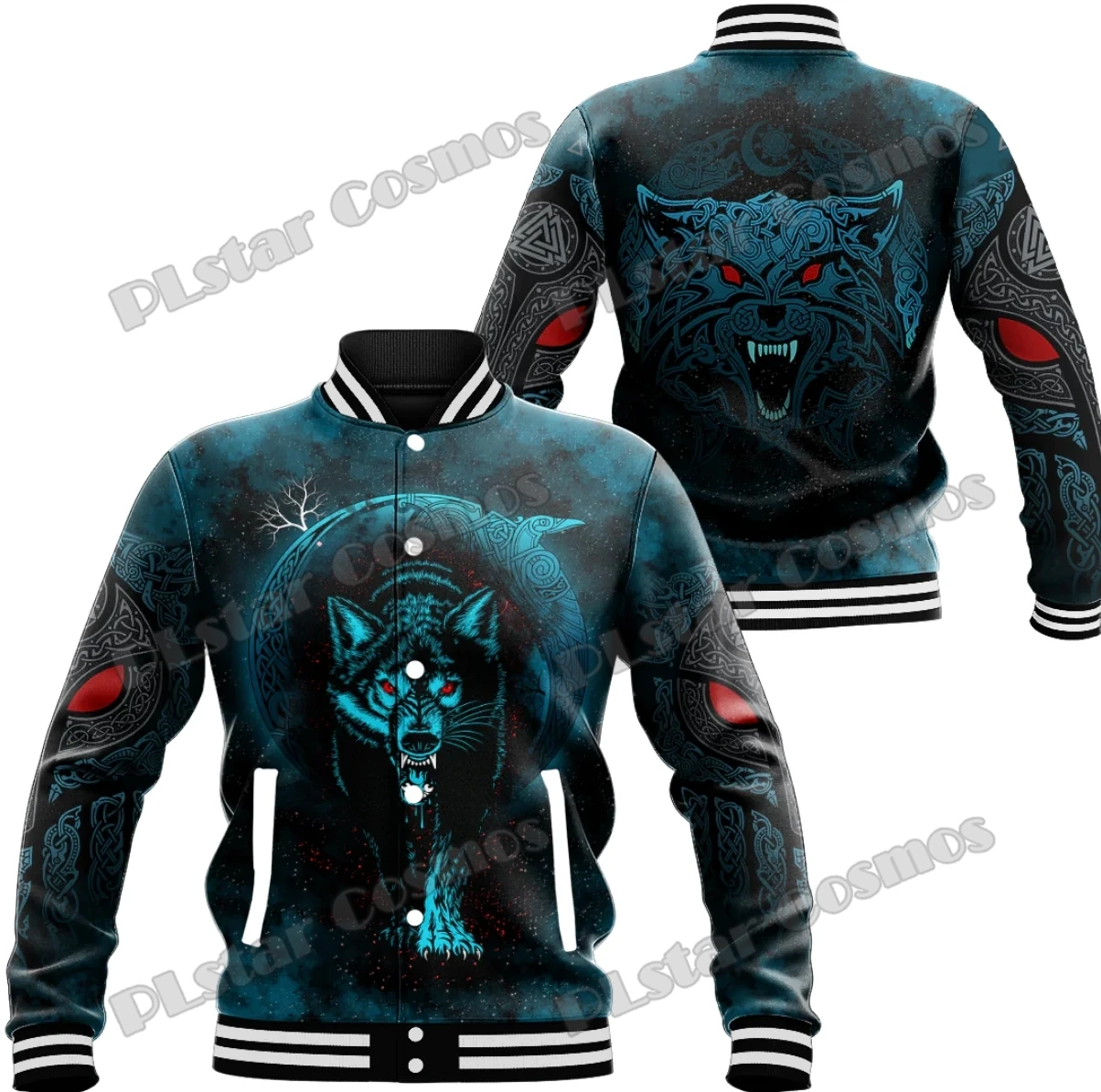 

Moon Wolf & Raven Tattoo 3D All Over Printed Men's Baseball Jacket Winter Unisex Casual Bomber Full-Snap Varsity Jacket AK14