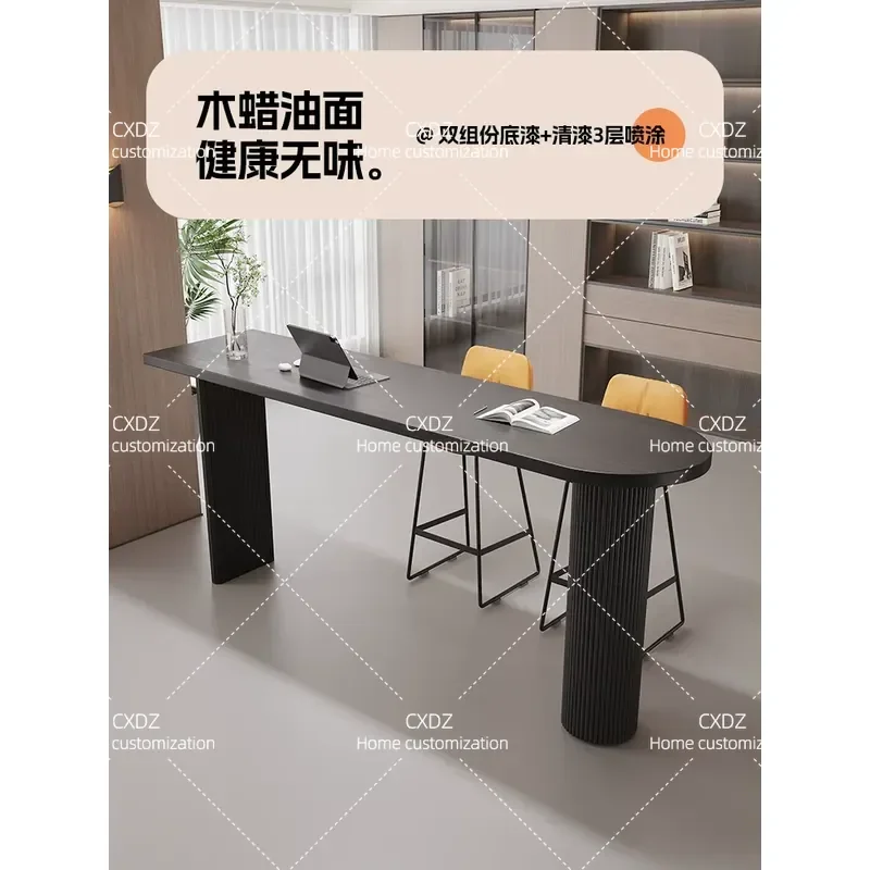 Italian Style Solid Wood Bar Table Horizontal Hall Sofa Back Table Double Home Living Room Integrated Long Black High Table