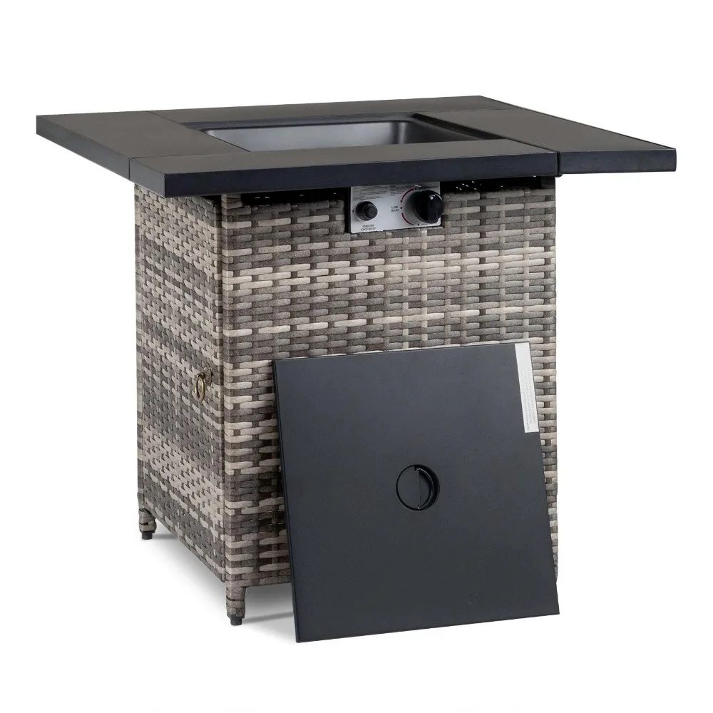 

Wicker Outdoor 28 Square Fireplace Propane Fire Pit Patio Gas Table