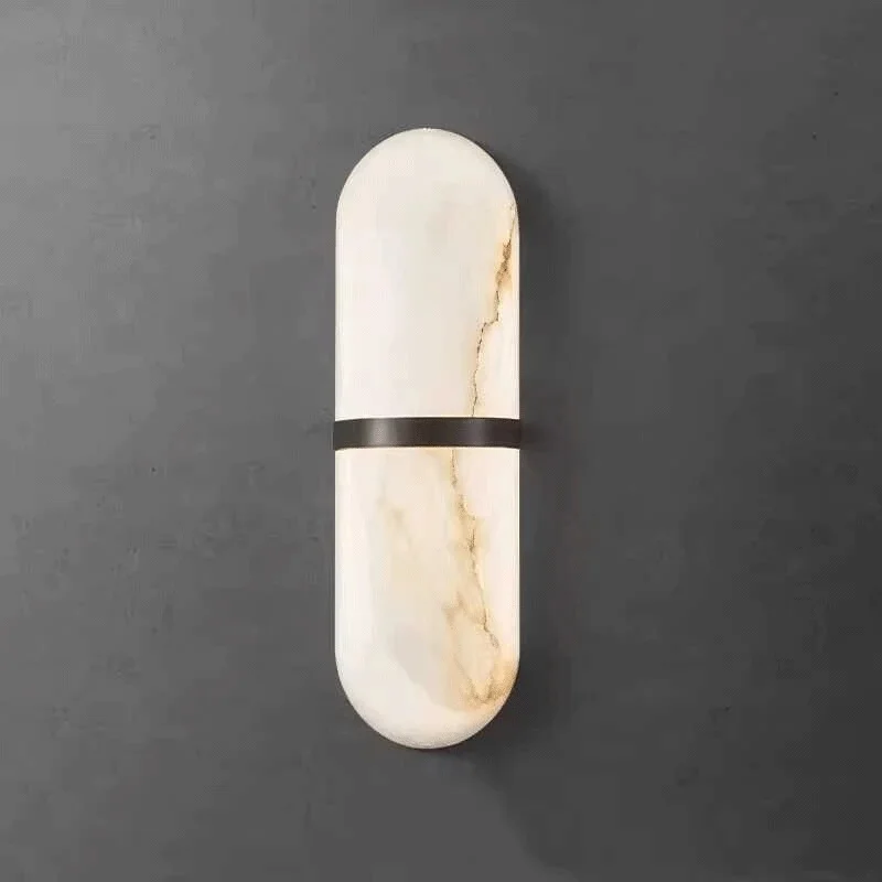 Natural Wall Sconce Long Oval Marble Texture Wall Lamp Bedroom Bedside Corridor Indoor Wall