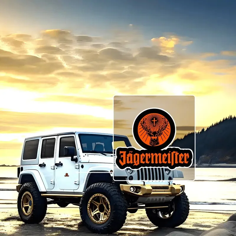 Jägermeier Funny Waterproof Vinyl Car Decal, Exterior Decorative Accessories, Used for Car, Motorcycle, Laptop, Van, Meme Decal