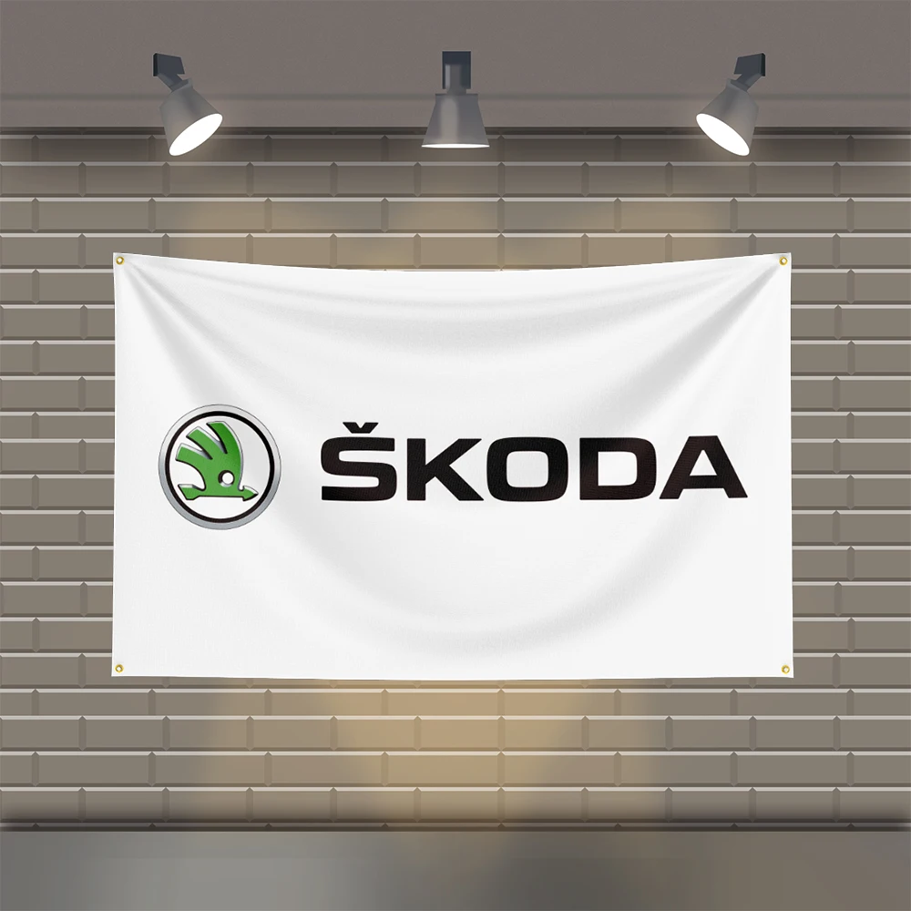 3x5 Ft S-Skodas Racing  Flag Polyester Printed Cars Flags for Room Garage Decor