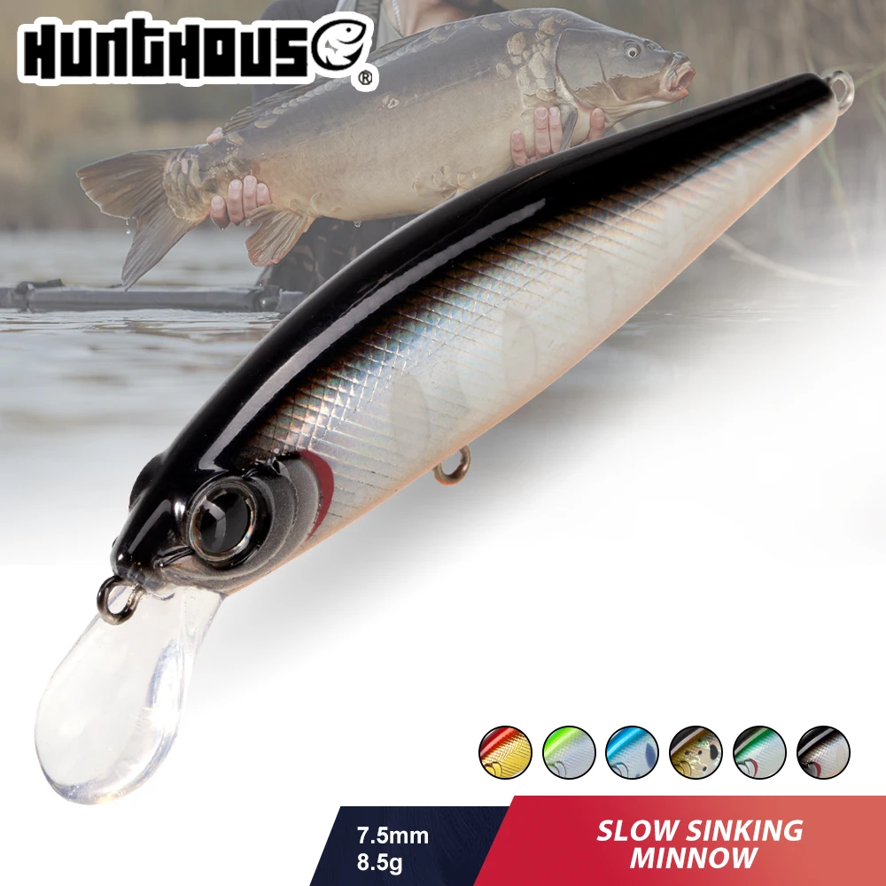 

Hunthouse Rigge Flat Minnow Fishing Lure Slow Sinking Hard Bait Wobbler 75mm 8.5g Artificial Saltwater Pike Bass Sea Fish Tackle