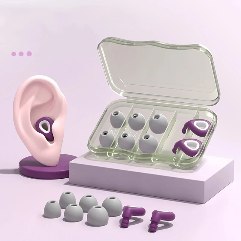 Silicone Noise Reduction Earplugs Swimming Waterproof Silent Sleep Student Hearing Protection Full Size Earplugs