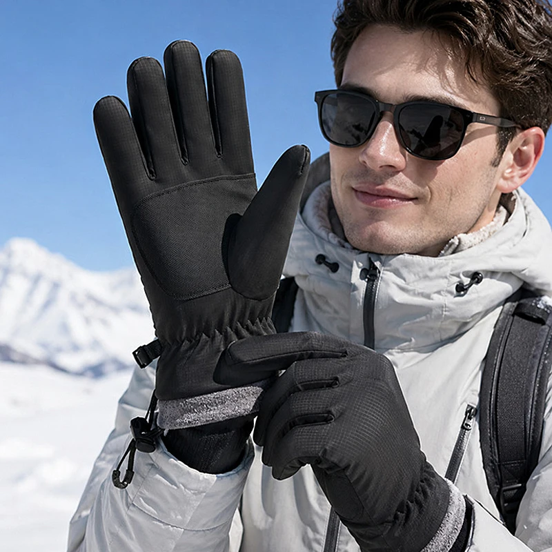 Waterproof Winter Gloves for Men Anti-slip Fleece Lined Warm Mittens for Snow Ski Motorcycle Bike Riding Outdoor Hiking Camping - view 3