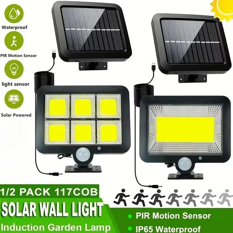 

1/6 COB Solar Wall Lamp Motion Sensor Led Solar Lights 3 Modes with Remote Control Outdoor Waterproof Lamp for Garden Yard Decor