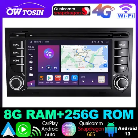 Owtosin 안드로이드 13 7862 8G + 256G 차량용 GPS 라디오 Audi A4 4 RS4 B6 B7 8E 좌석 Exeo 오디오 Carplay 블루투스 헤드 유닛 DSP 스테레오