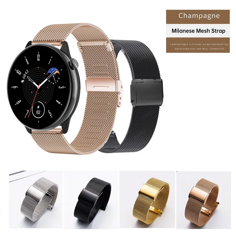 20mm 22mm Breathable Milanese Stainless Steel Strap For Huami Amazfit GTR mini GTR 4 3 Pro 2 2e / GTS GTS4 GTS3 GTS2