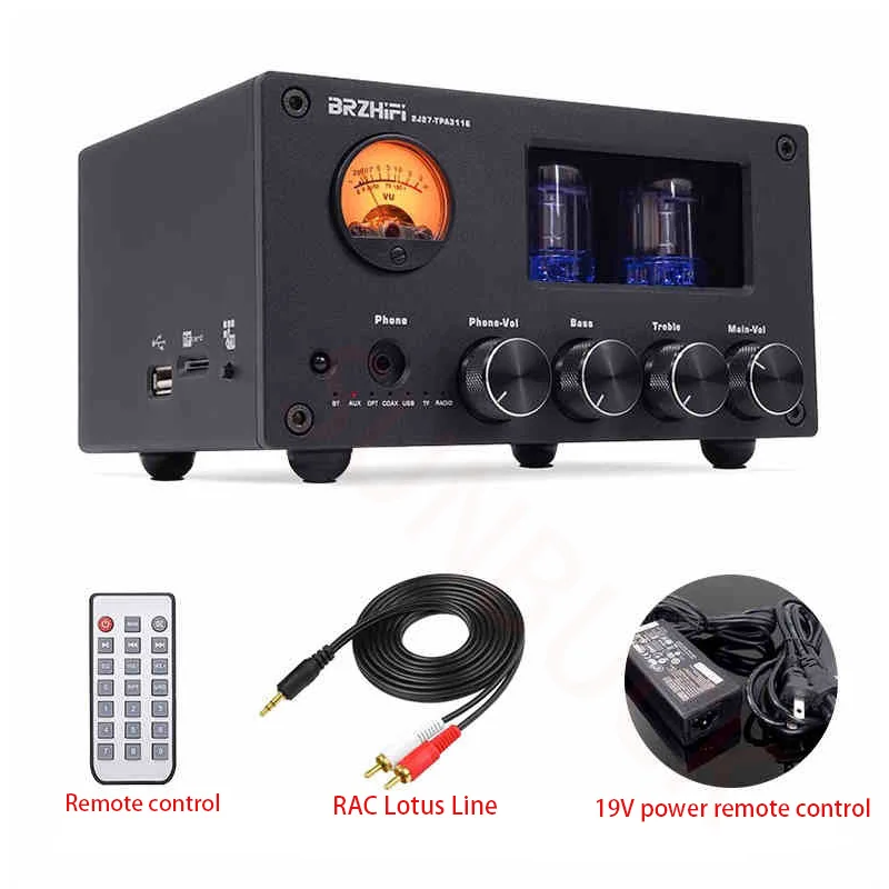 M7N Мини Стерео 100 Вт Мощность Двойной Желтый Канал Многофункциональный Bluetooth Ретро VU Разъем Домашняя Мощность Усилитель Желлового Пузыря Аудио