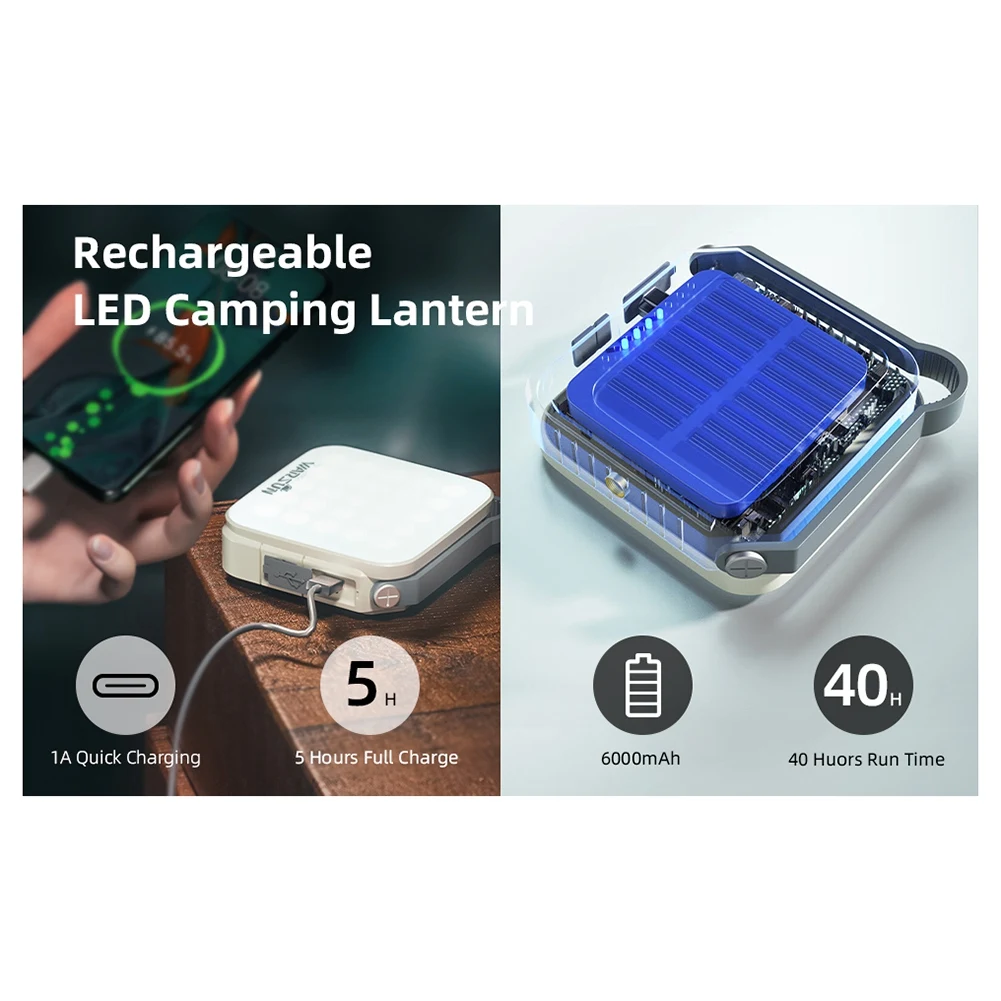 WARSUN Camping Light Waterproof Rechargeable Outdoor Pendant Light Portable Fill Light Work Lighting Equipment