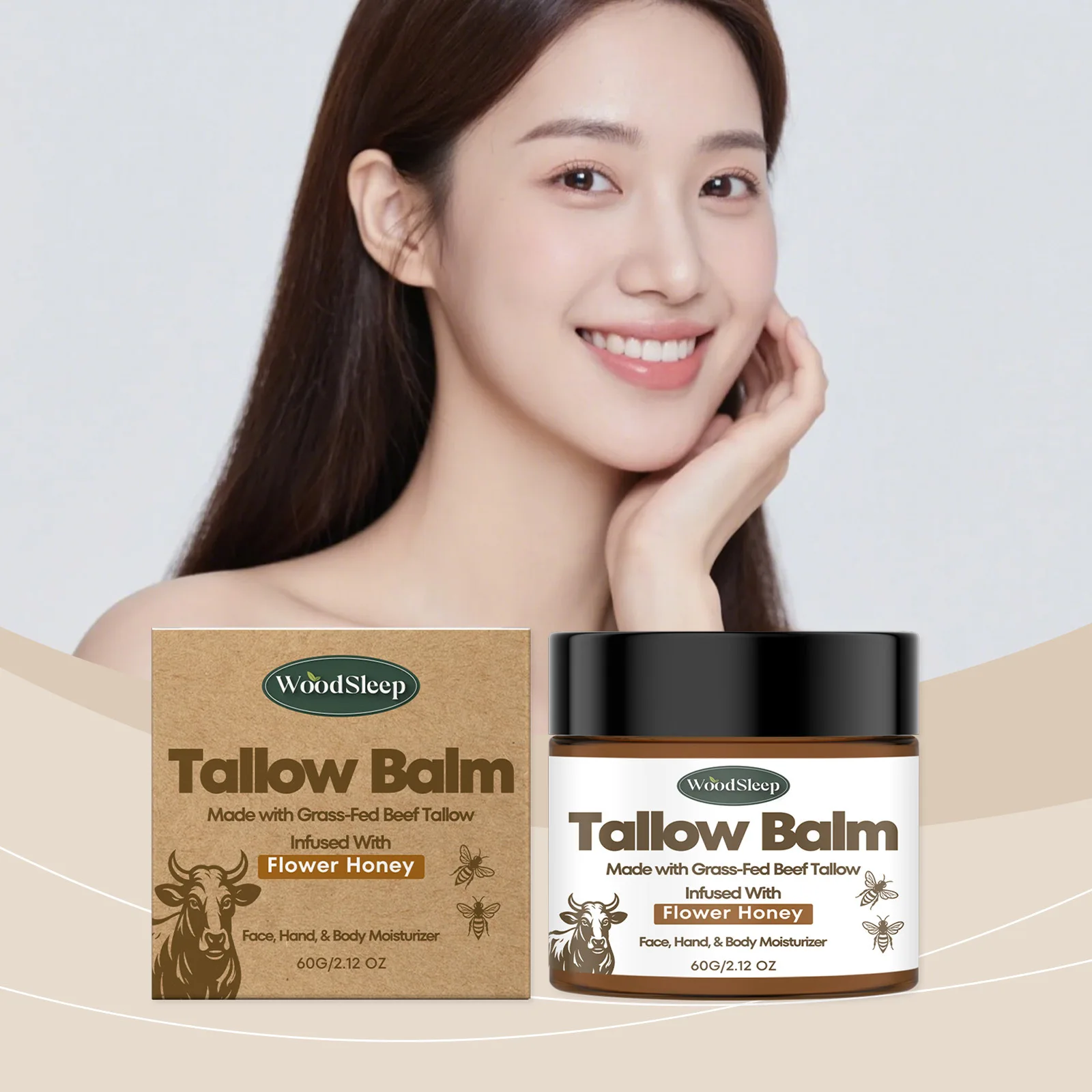

WOODSLEEP Cow Fat Skin Moisturize Cream Improve Roughness Reduce Fine Lines Relieve Dryness Brighten Luster Body Soothing Lotion