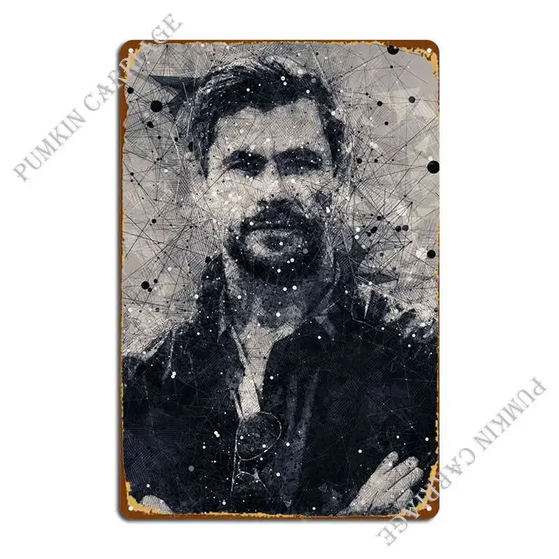 لوحة كريس هيمسوورث المعدنية، لوحات المرآب، لوحات الحانة، ملصق تسجيل عتيق من القصدير #1