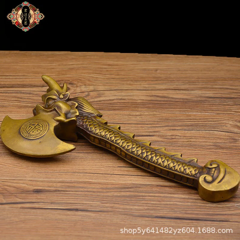 Hongda Brass dragon head Axe High Quality Copper Auspicious Axe Craft Ornament Individual Creativity Men Gifts Box