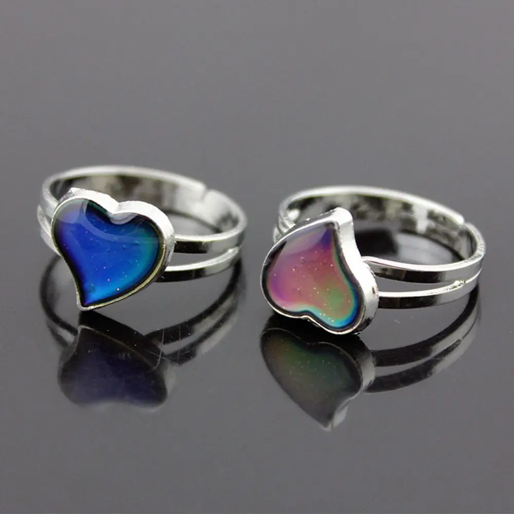 Steel Stainless Adult Sensing Amazing Magic Fashion Control Jewelry Temperature Changing Color Heart Shaped Feeling Mood Ring