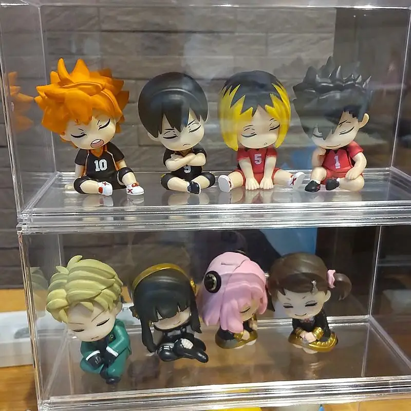 4ชิ้น/เซ็ต TAKARA TOMY gashapon haikyuu ของแท้!! ของเล่นแบบจำลองตุ๊กตาขยับแขนขาได้ท่าทางการนอนสะพายไหล่ถึงไหล่เป็นของขวัญ