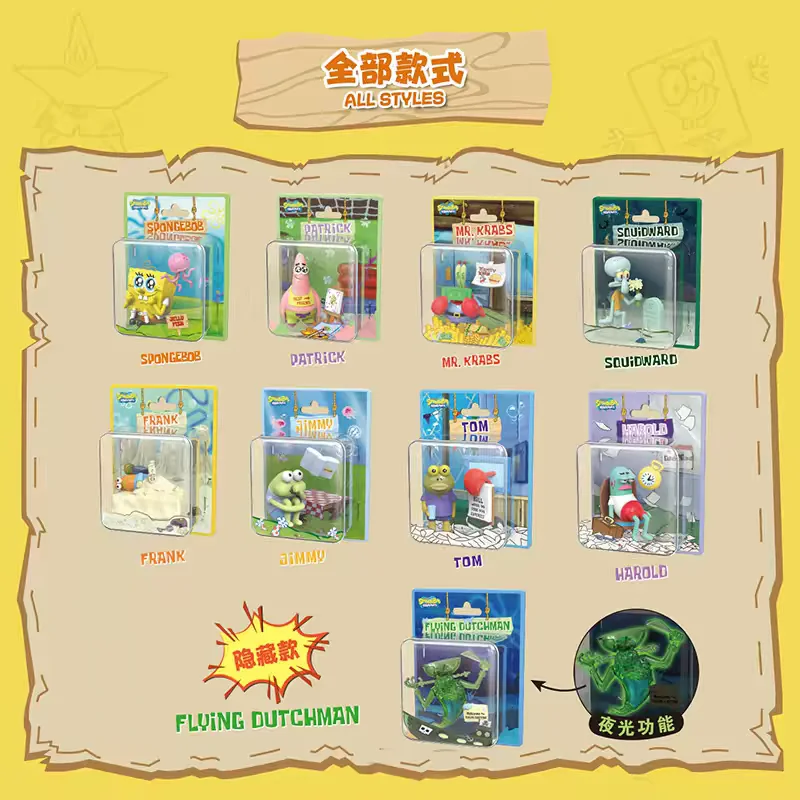 New Genuine SpongeBob SquarePants Heartbeat Encyclopedia Series Toy  Magnetic Figure Fridge Magnets Home Decoration Toy Gift view 3