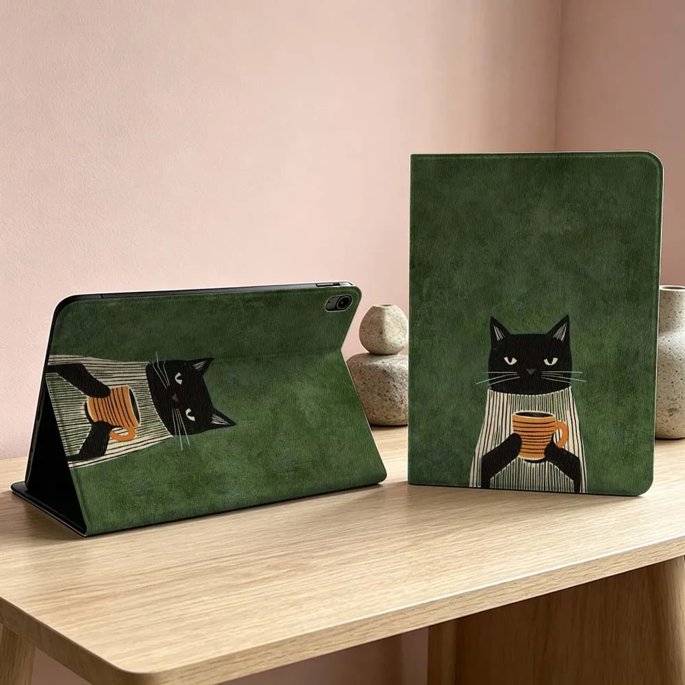 

Art Design Black Cat For iPad Pro Air mini 7 6 5 4 3 2 1 9gen 8gen M5 M4 11th 10th A17 Pro A16 Inch Tablet Case Soft