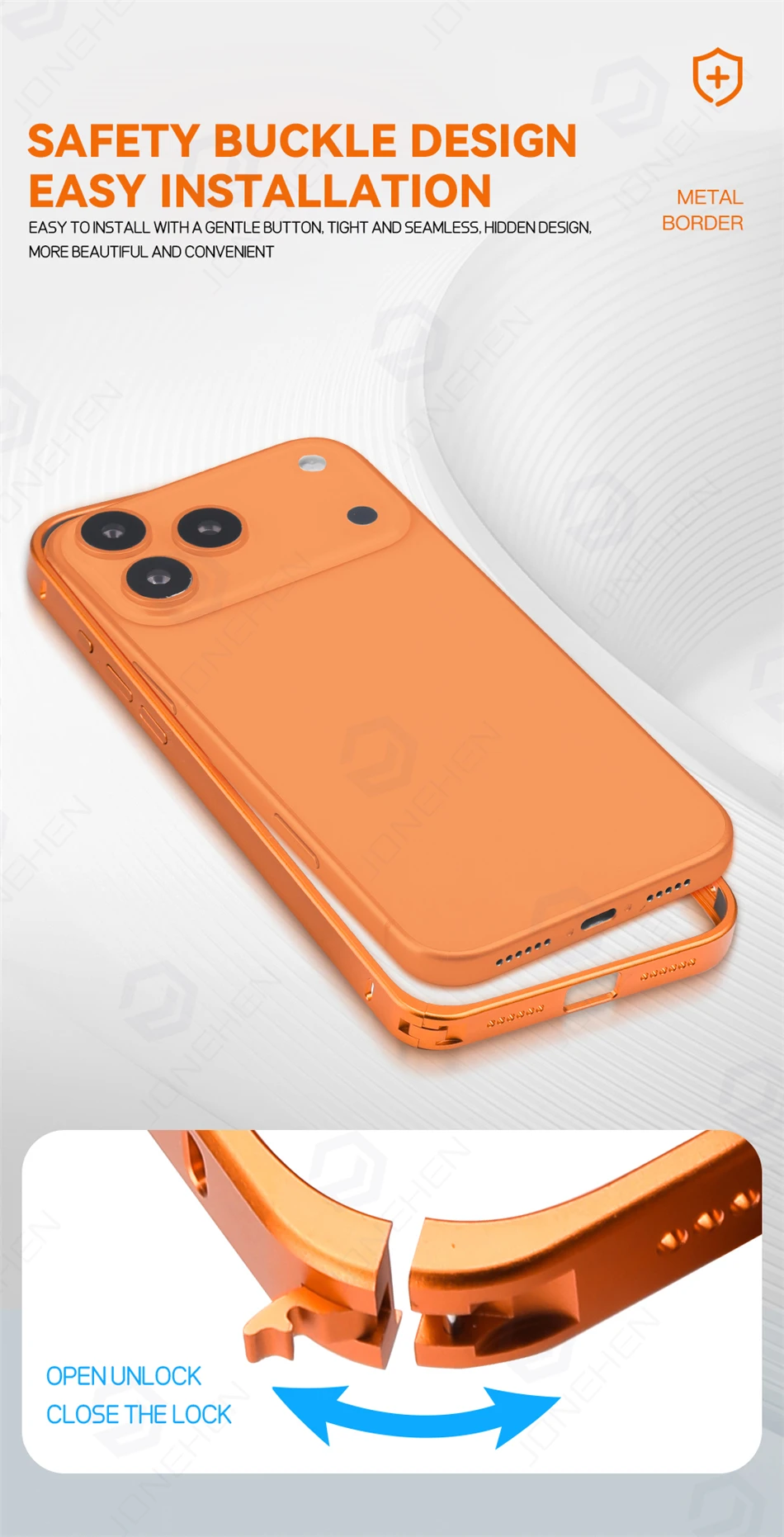 Für iPhone Air 12 13 14 15 16 17 18 Pro Max 18p Dünne Hülle Orange Dünner Bumper Luxuriöser Leichter Aluminium-Metallrahmen Legierungs-Schutzhülle – Detail 6