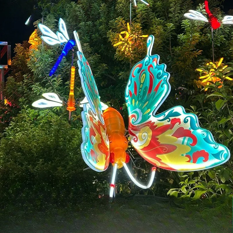 Sinfonia dinâmica borboleta luz ao ar livre simulação jardim inseto modelagem luz jardim cor borboleta luz fonte de alimentação