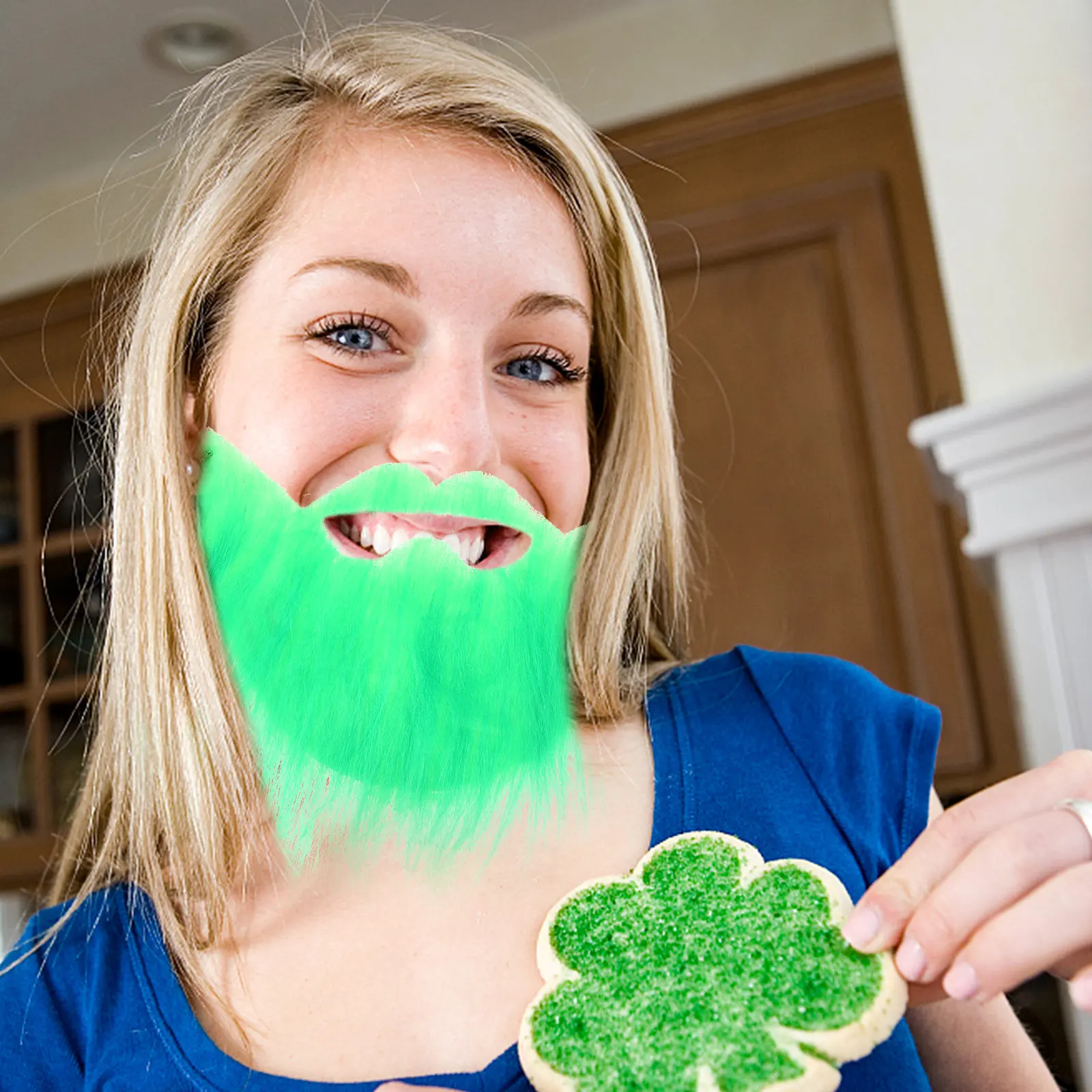 

2Pcs Green Fake Beard Cosplay Props Funny False Mustache St Patrick's Day Party Supply Costume Beard Accessory