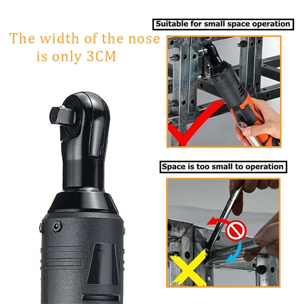 Imagem -02 - Cordless Recarregável Chave de Impacto Elétrica Ângulo Reto Catraca Chavetas Driver Power Tool 12v 18v 8