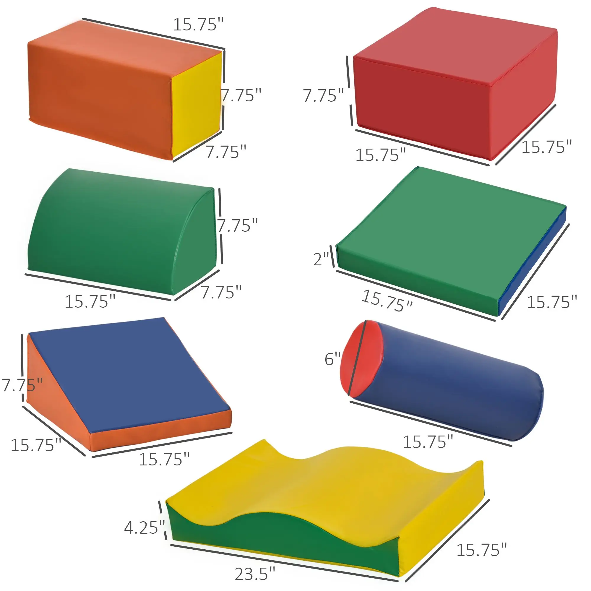 Bloques de juego suaves de 7 piezas para niños, juguete de gimnasio para escalar y gatear, bloques de construcción y apilamiento de espuma, juego de aprendizaje no tóxico