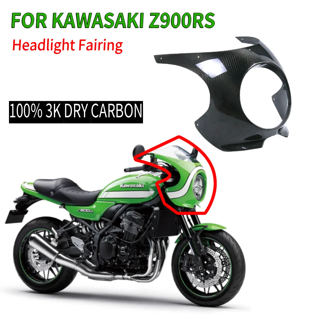 

For Kawasaki Z900RS Cafe Racer 2018-2024 Carbon Fiber Headlight Fairing Cowl Motorcycle Accessories Modified Parts 100% Carbon