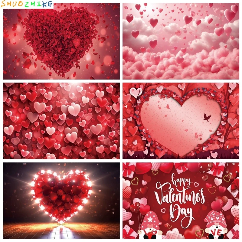 

Valentine's Day Photography Backdrop Love Shape Rose Love Balloon Sparkling Gold Kids Adults Portrait Family Party Background