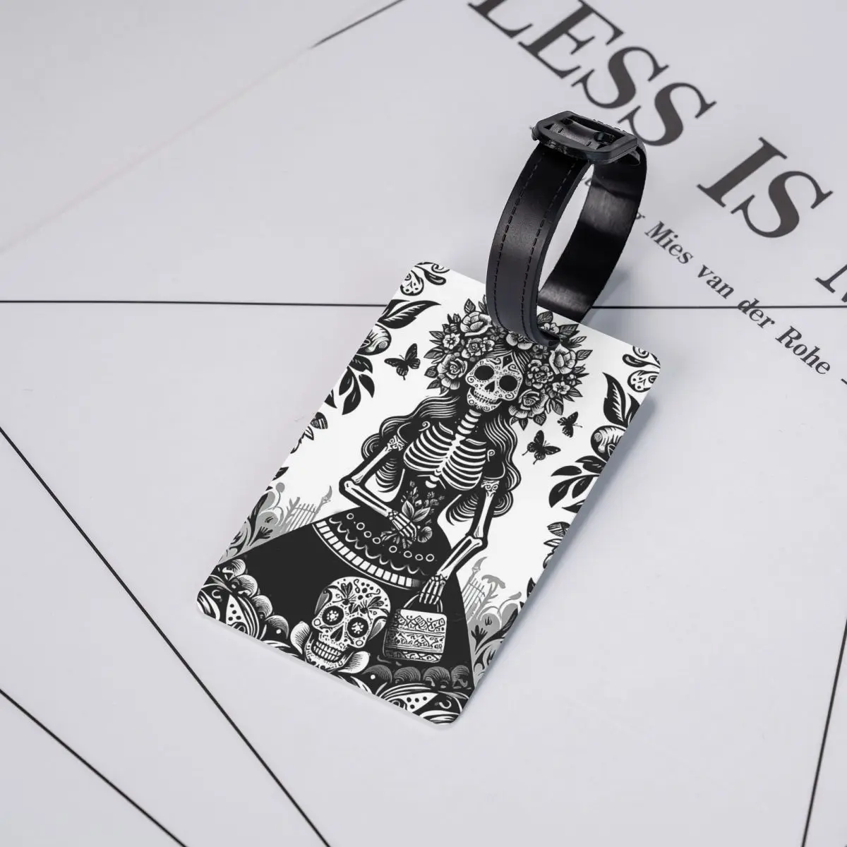 

Бирки для багажа с мексиканской Катриной и сахарным черепом ко Дню мертвых, держатели для идентификационных этикеток, имен, адресов на чемоданах и дорожных сумках