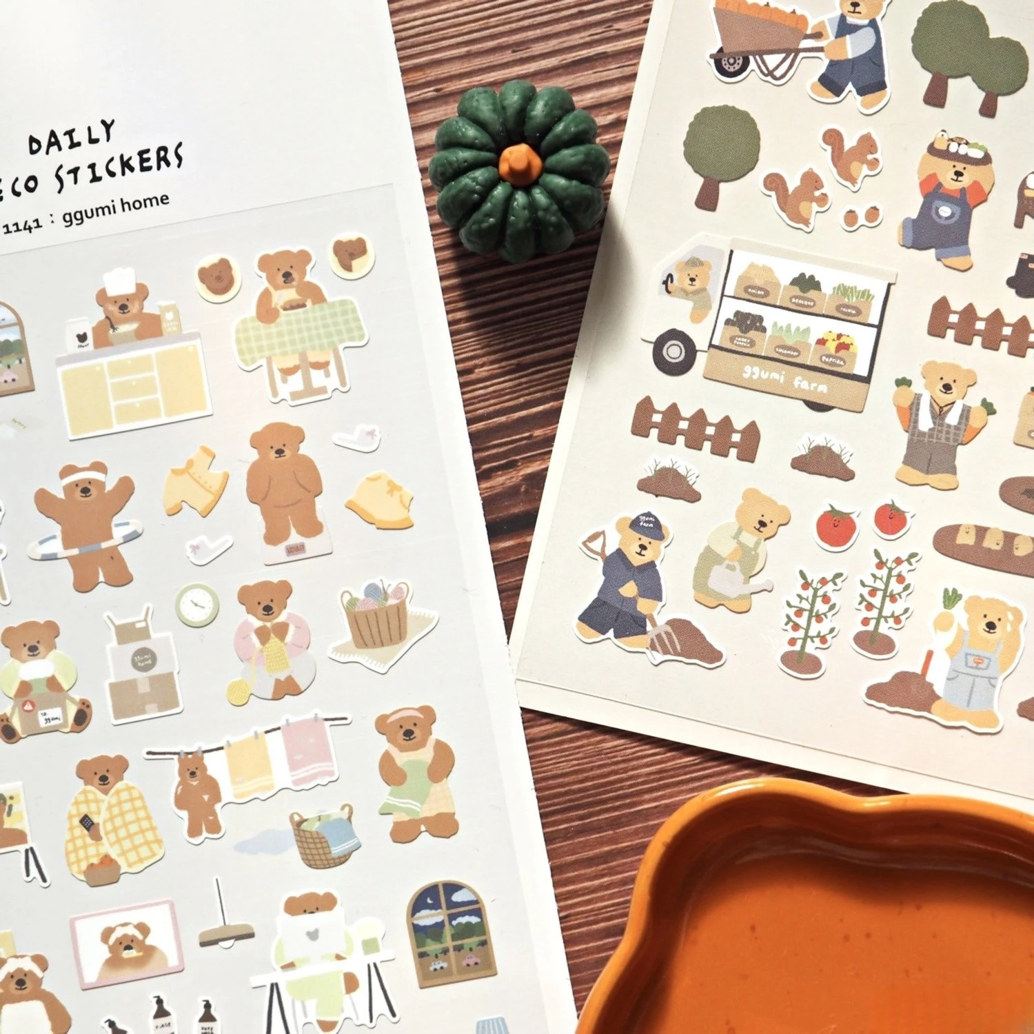 Koreanischer Import Suatelier Kawaii Bären-Landleben Papiersticker für Scrapbooking, DIY, Journal, Schreibwaren, Deko und Schulbedarf