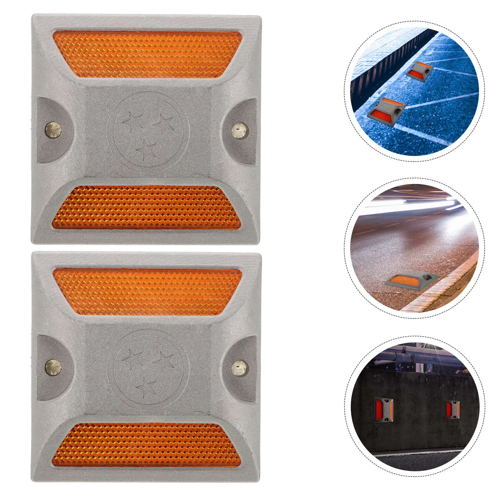 2Pcs Reflective Pavement Marker Cast Aluminum Road Stud High Visibility At Night for Driveway Highway Safety Use