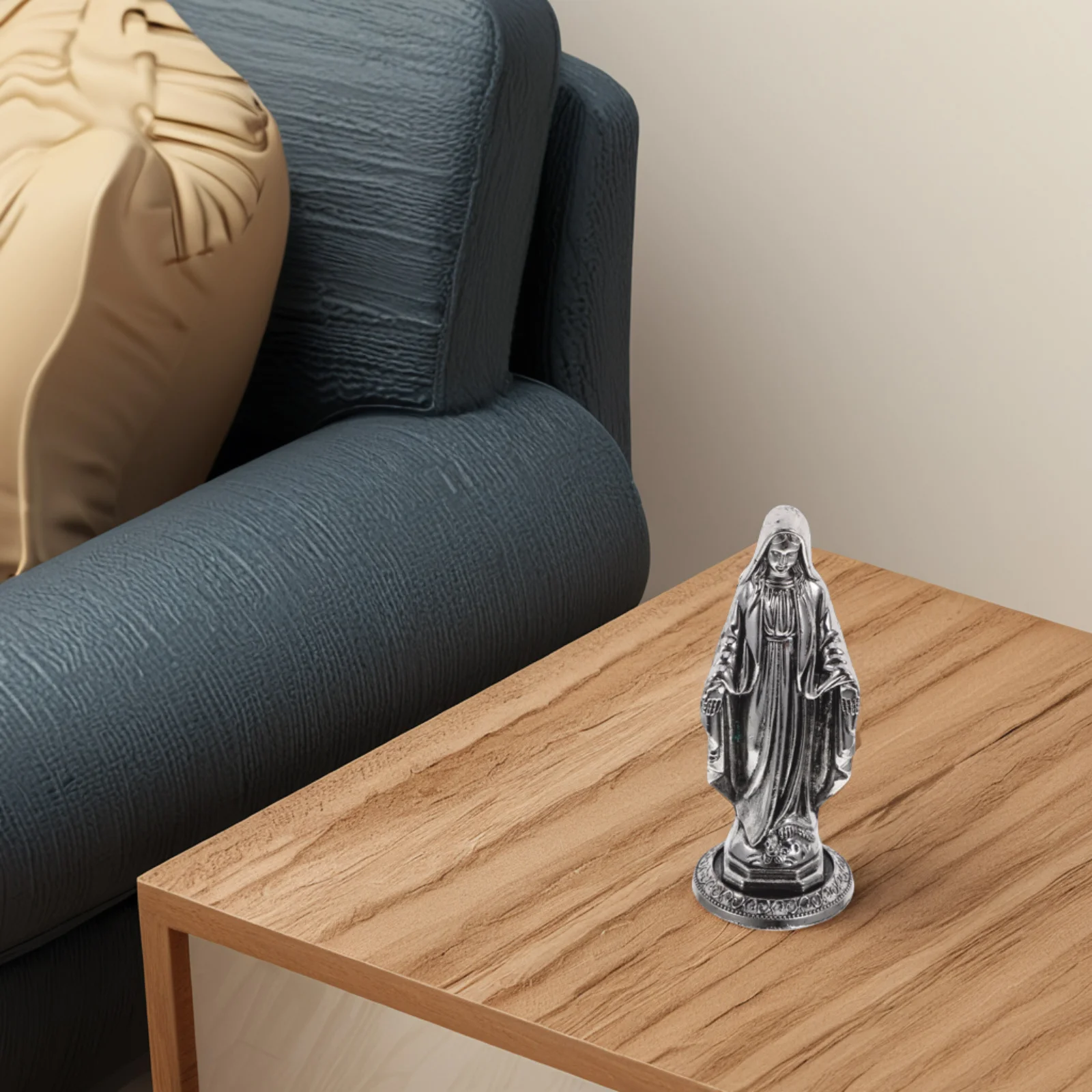 

Vintage Alloy Mary Statue Retro Home Decor Car Interior Desktop Decoration Metal Virgin Mary Ornament Religious Craft Blessing
