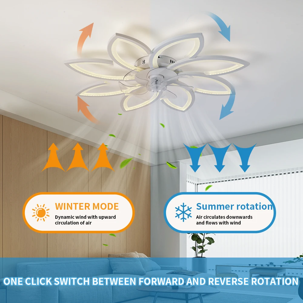 Petals LED Ceiling Lamp Ceiling Fans With Light Bedroom Dining Table Fan Lamp Ventilator Remote Control Light Fixture