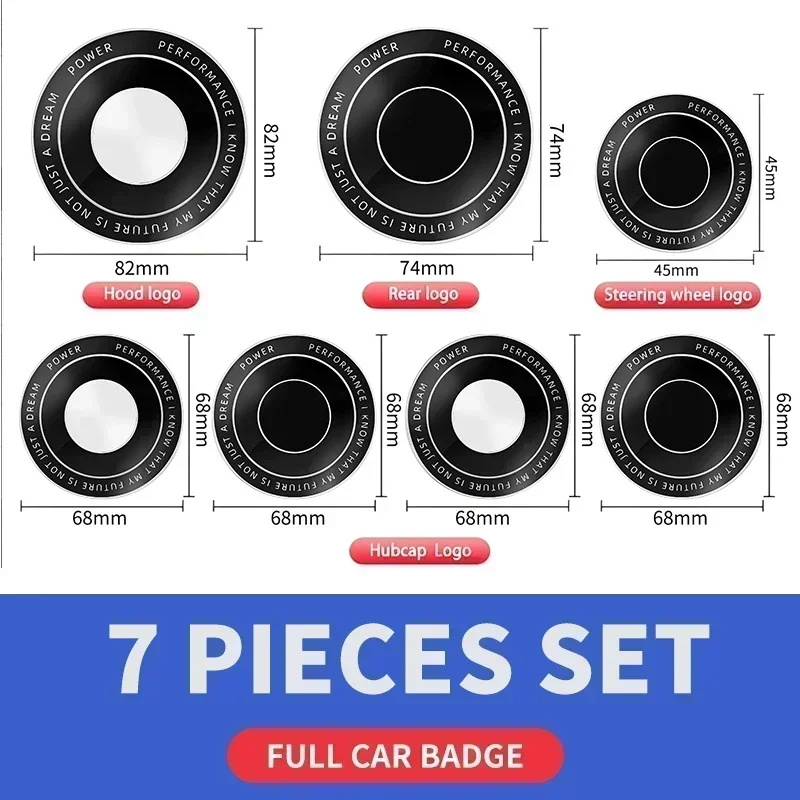 7szt 45mm 68mm 74mm 82mm Logo samochodu Emblemat przedniej maski tylnej plakietki bagażnika do BMW E28 E32 E43 E52 E53 E63 E64 E93 E94 E87 F10 F20