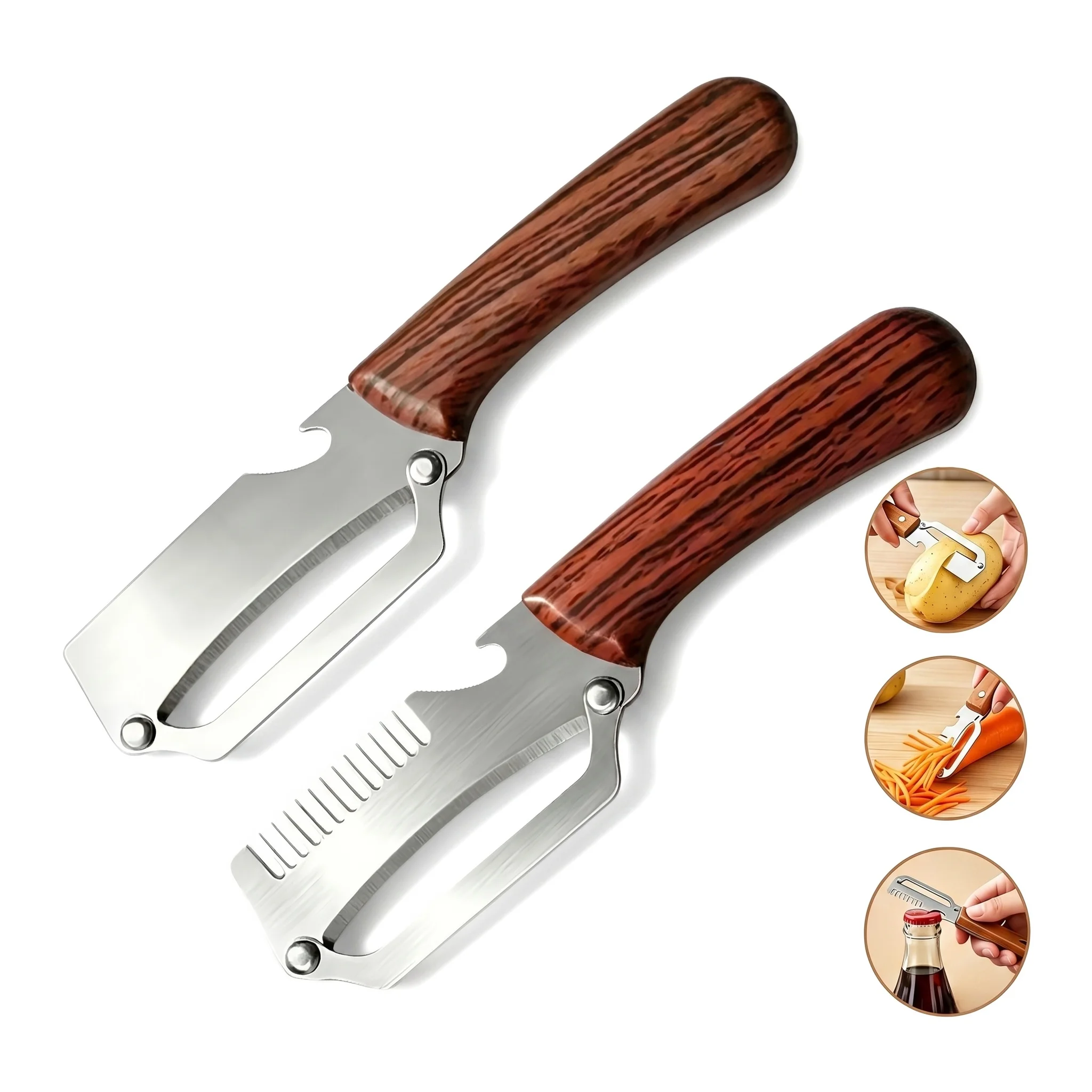 2-in-1 3-in-1 Multifunctional Vegetable Peeler With Bottle Opener For Peeling And Slicing Fruits Shredding Scallions