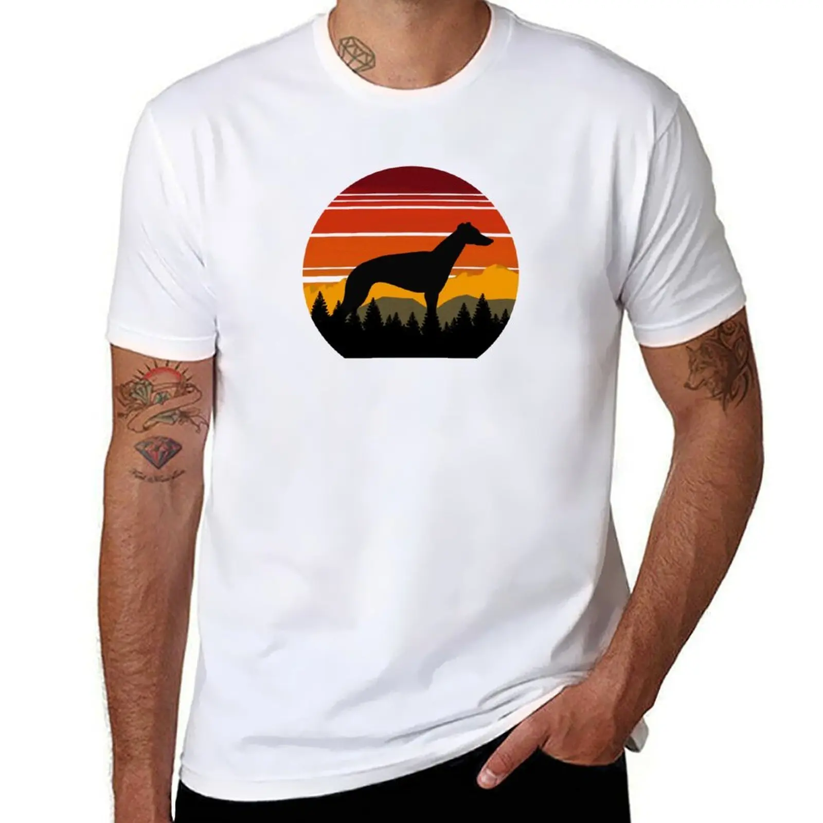 

Vintage Country Yellowstone Sky Greyhound Dog Gift T-Shirt man t shirt cotton high quality mens graphic t shirts T-Shirt