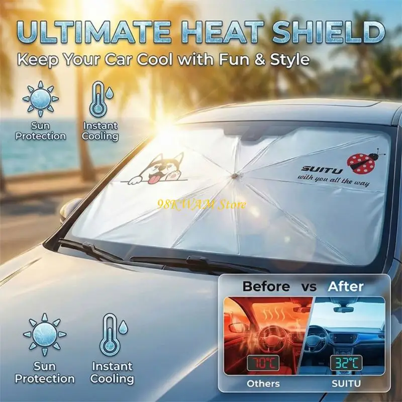 

Car Front Window Sunshade Cover Sun Shade Windshield Visors Windscreen Foldable Auto Sun Curtain 68UF