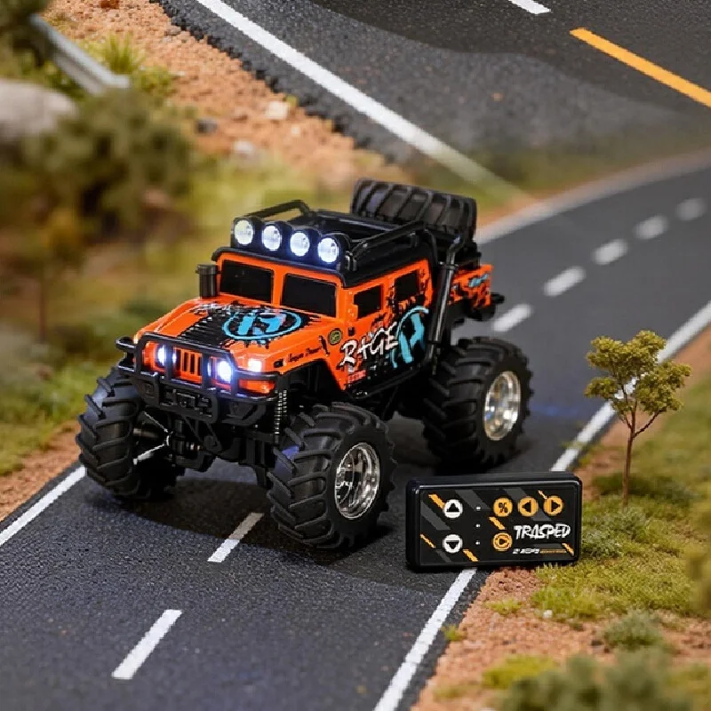 Trasped Remote Control Climbing Off Road Vehicle 1:64 Q Version Mini 24ghz Control Racing Car Led Lights Shock Absorbing Gifts