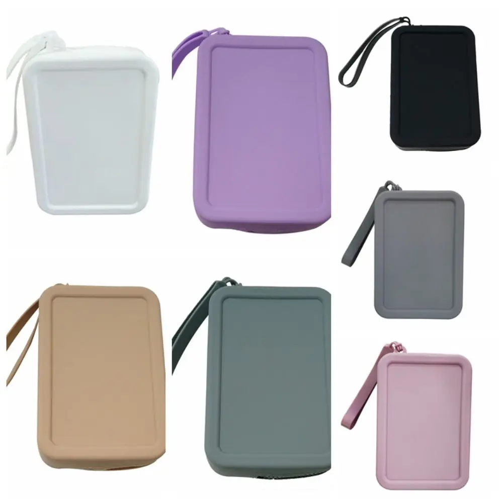 Morandi สีซิลิโคนกระเป๋าเครื่องสําอางสี่เหลี่ยมผืนผ้าเหรียญกระเป๋ามัลติฟังก์ชั่กระเป๋าสีทึบผู้ถือแปรงแต่งหน้า