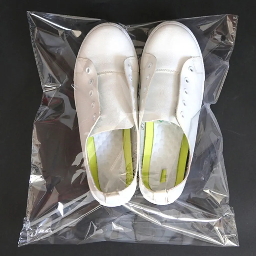 100Pcs Premium Transparent Plastic Self-Adhesive Clothes Packing Bags for Garment Storage Dustproof Moisture-Resistant Odorless