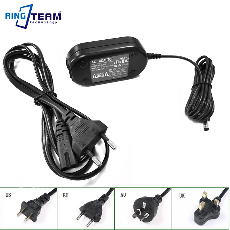 Адаптер переменного тока ACK-E6 ACKE6 LP-E6 для камеры Canon EOS R7 5D Mark IV III II 5DS R 5D4 5D2 5D3 6D 6D2 7D 60D 60Da 70D 80D