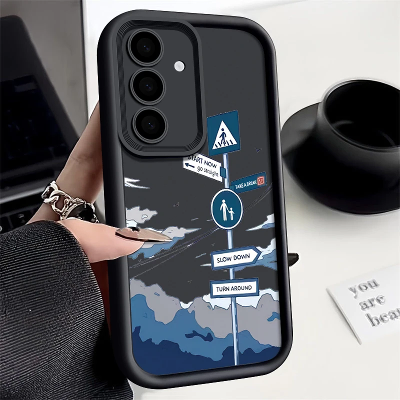 Straße Zeichen Weiche Fall Für Samsung Galaxy S25 Rand S24 Ultra S23 S22 Plus S24 S21 S20 FE A56 A36 a26 A16 A55 A35 A25 A15 A54 Abdeckung