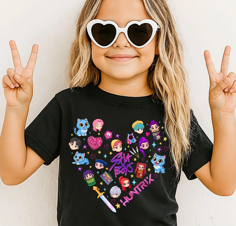 

European American Retro Huntrix Heart Kpop Tee, Saja Boys Group Shirt Saja Boys Huntrix Shirt, Mira Pullover for Zoey