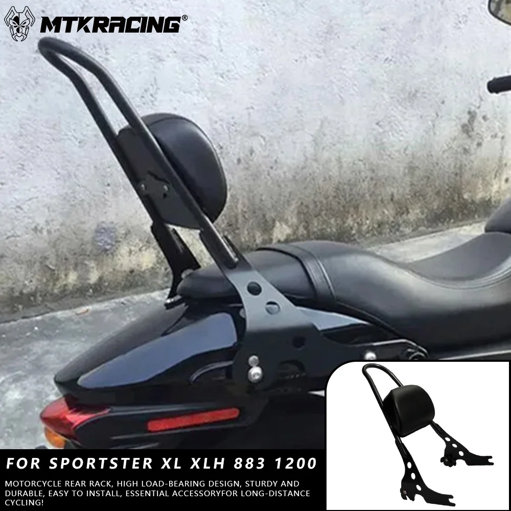

MTKRACING Motorcycle Detachable Rear Passenger Backrest Cushion Pad For Harley Sportster XL XLH 883 1200