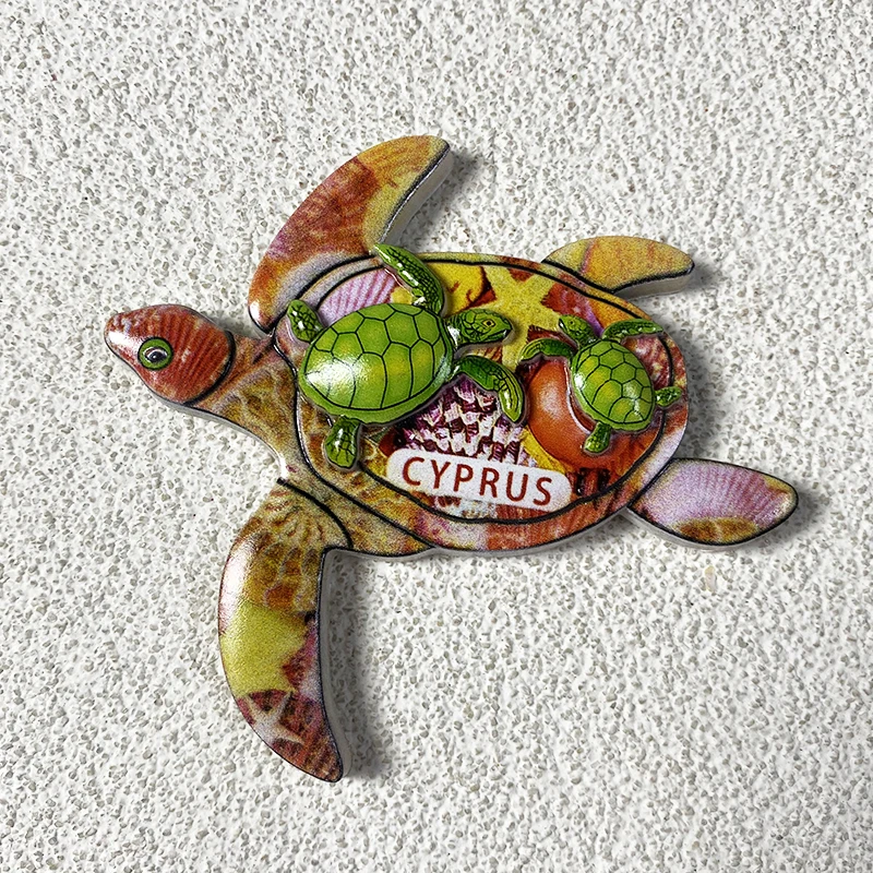 Cyprus cultural tourism souvenir Creative turtle shape magnetic refrigerator sticker 3d relief decoration