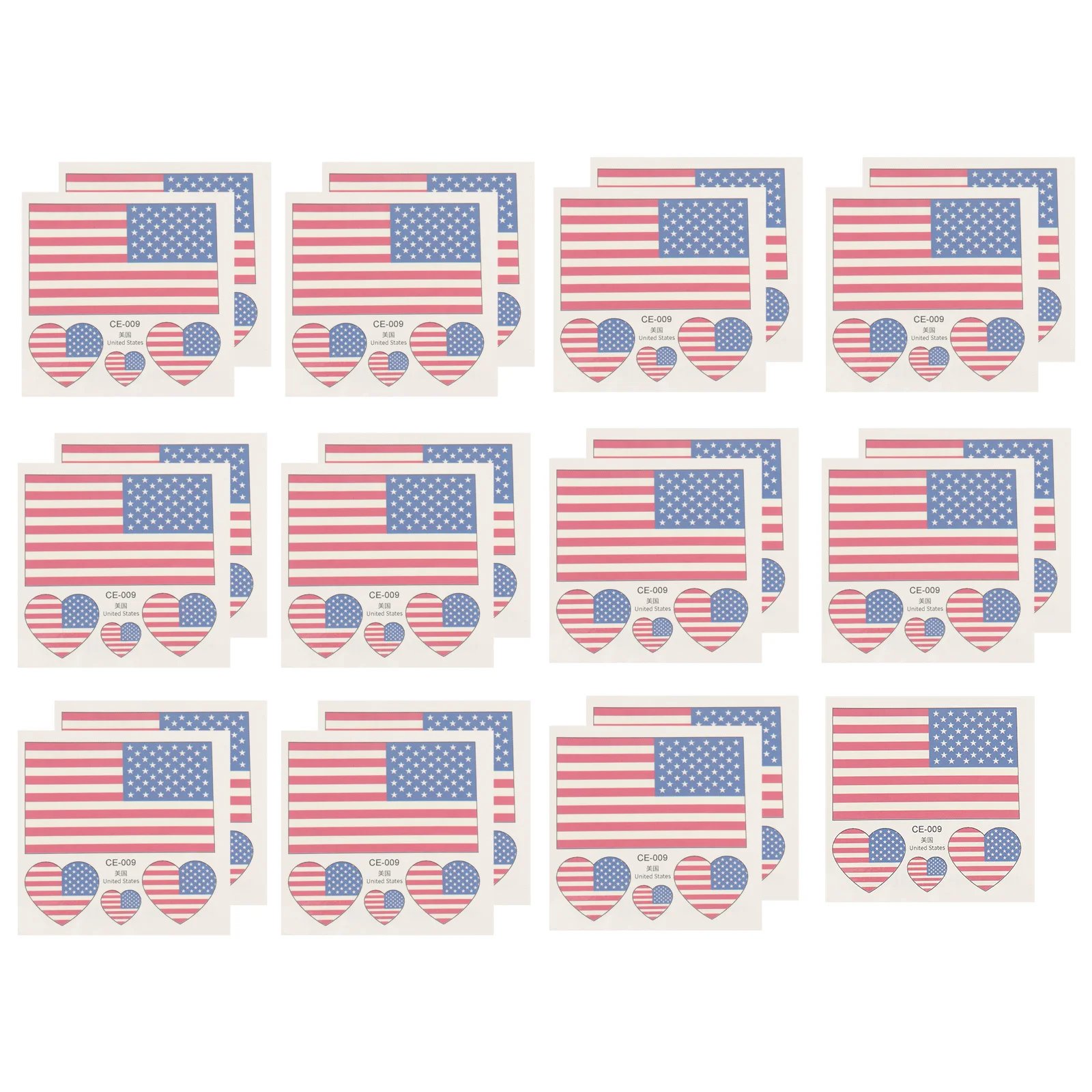

25Pcs Patriotic Independence Day Tattoos Stickers American Flag Heart Shape Temporary Body Decals Waterproof Party Decoration