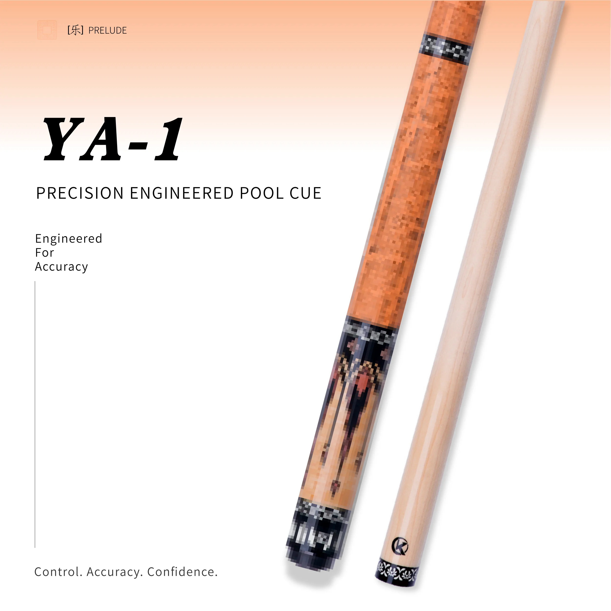 KONLLEN YA-1 Pool Cue Stick 148cm JMC Tech Maple Shaft 12mm Tip Titanium Alloy 3/8*8 Joint for 9 Ball Low Deflection