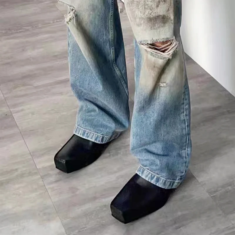Square Toe Deep Mouth Soft Sole Non-Slip Block Heel Shoes Women's Slip-on Non-Slip Single Shoes