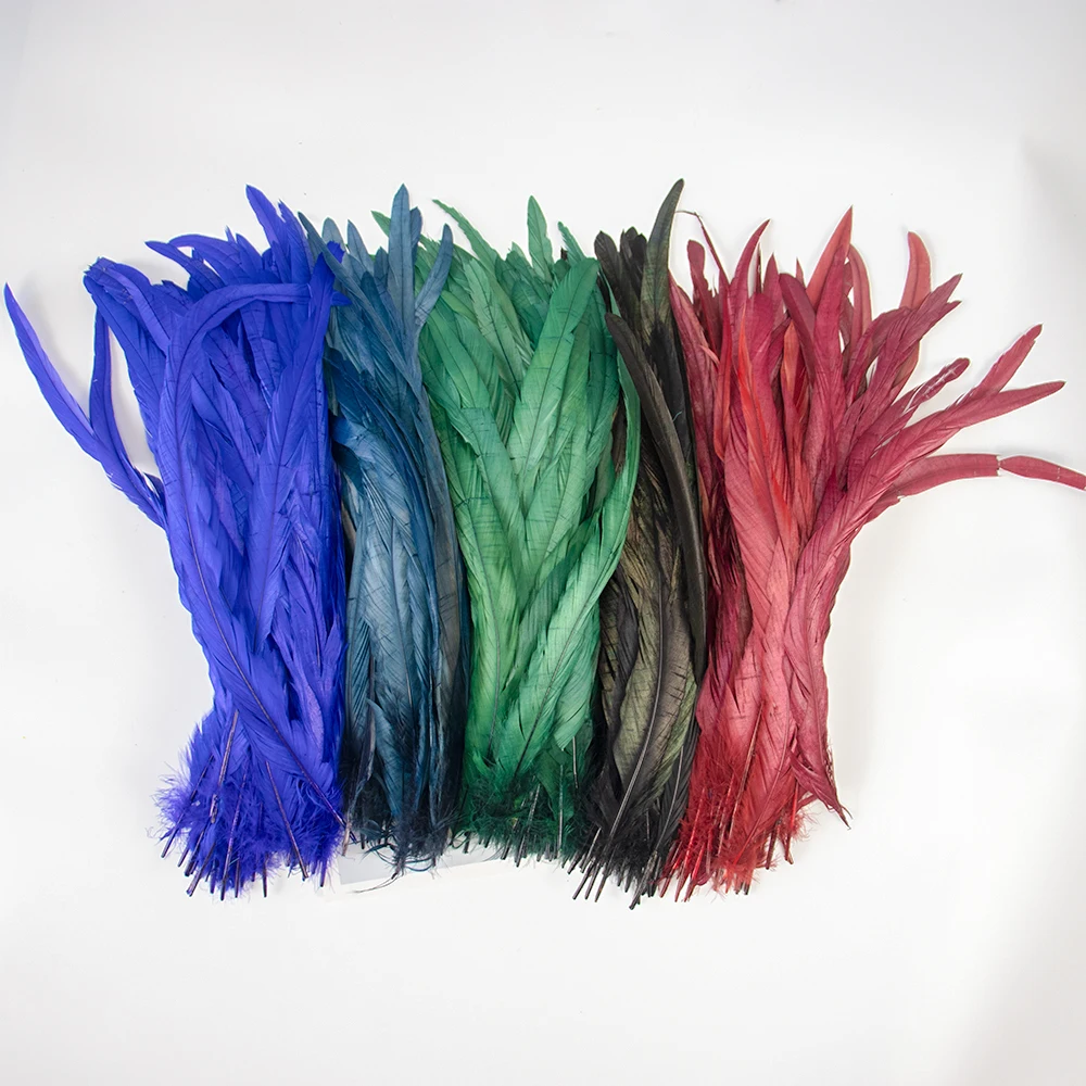 

100Pcs/Lot Colored Rooster Feathers 25-40cm Long for Crafts Fly Tying Carnival Wedding Decoration Wholesale Pheasant Feathers